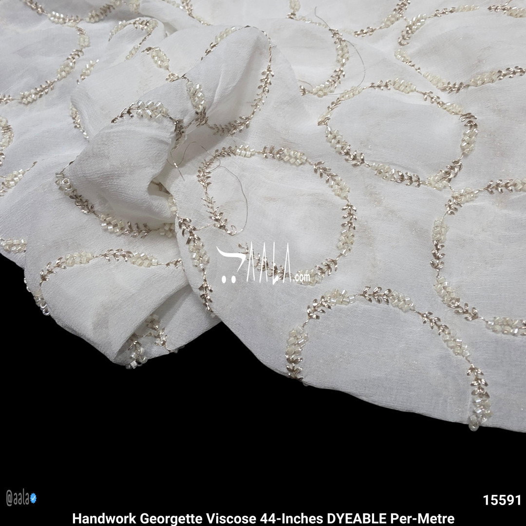 Handwork Georgette Viscose 44-Inches DYEABLE Per-Metre