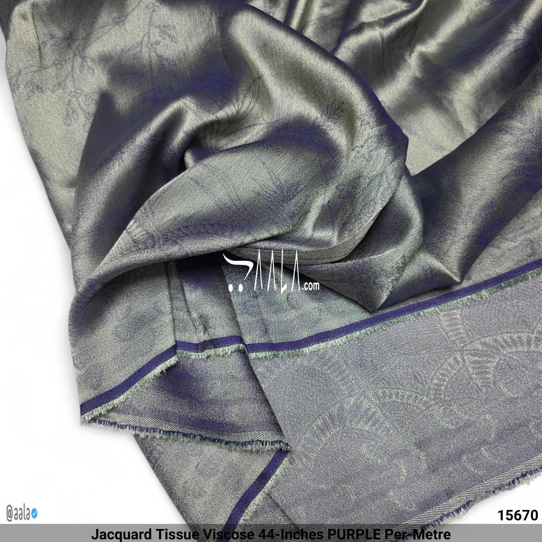 Jacquard Tissue Viscose 44-Inches PURPLE Per-Metre