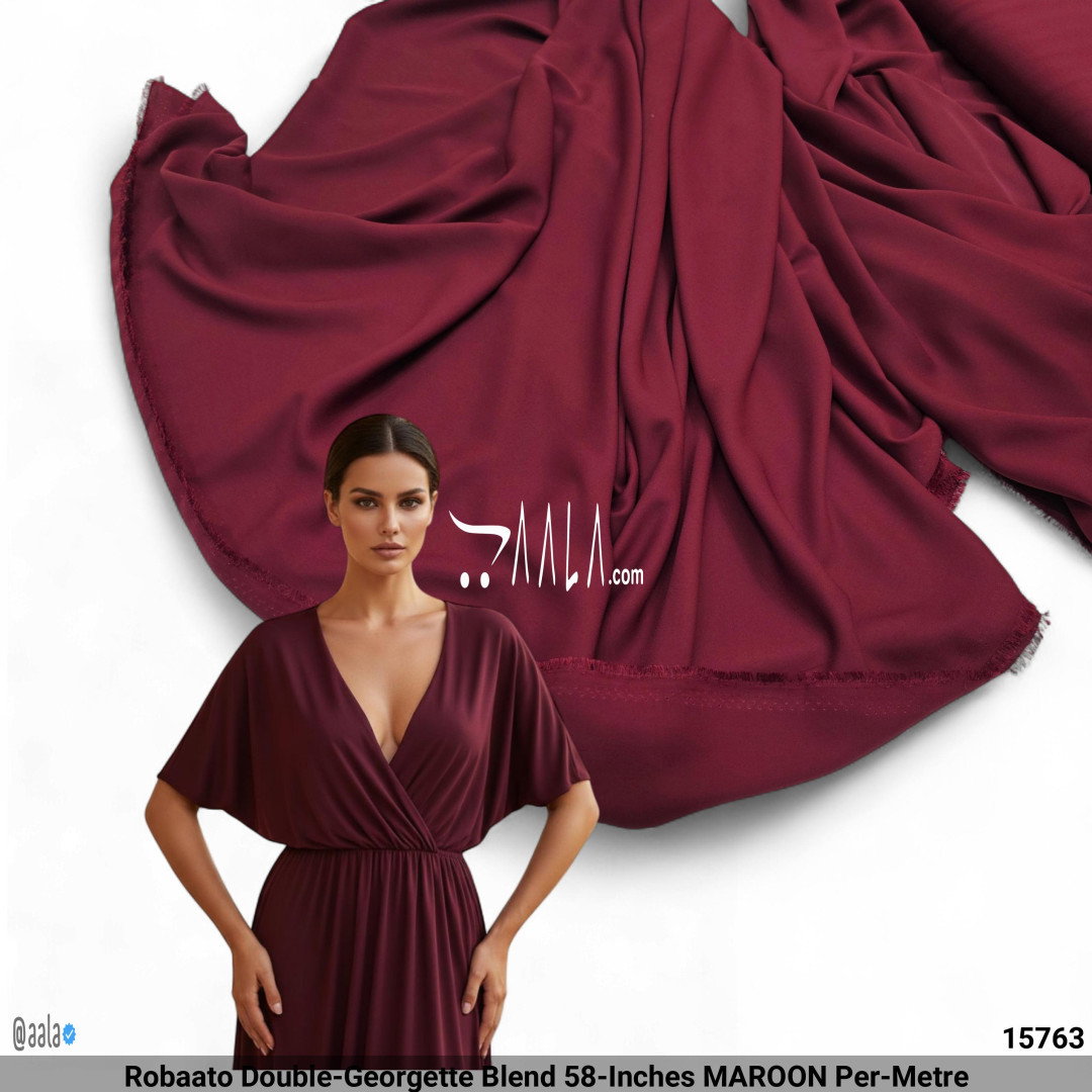 Robaato Double-Georgette Blend 58-Inches MAROON Per-Metre