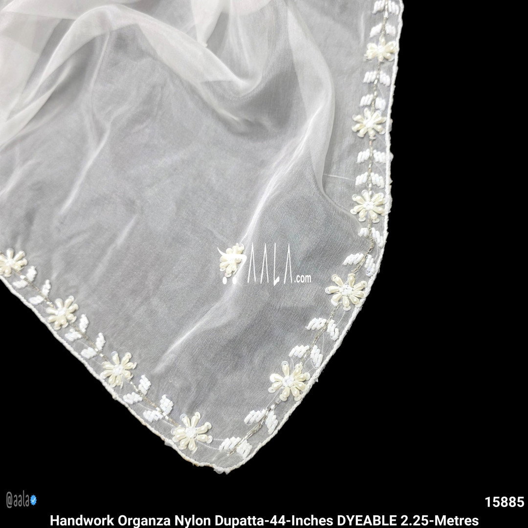 Handwork Organza Nylon Dupatta-44-Inches DYEABLE 2.25-Metres