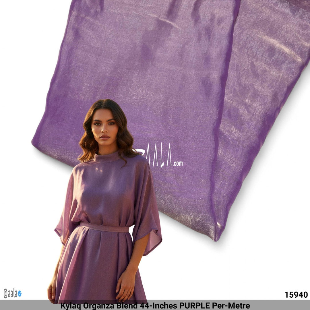 Kylaq Organza Blend 44-Inches PURPLE Per-Metre