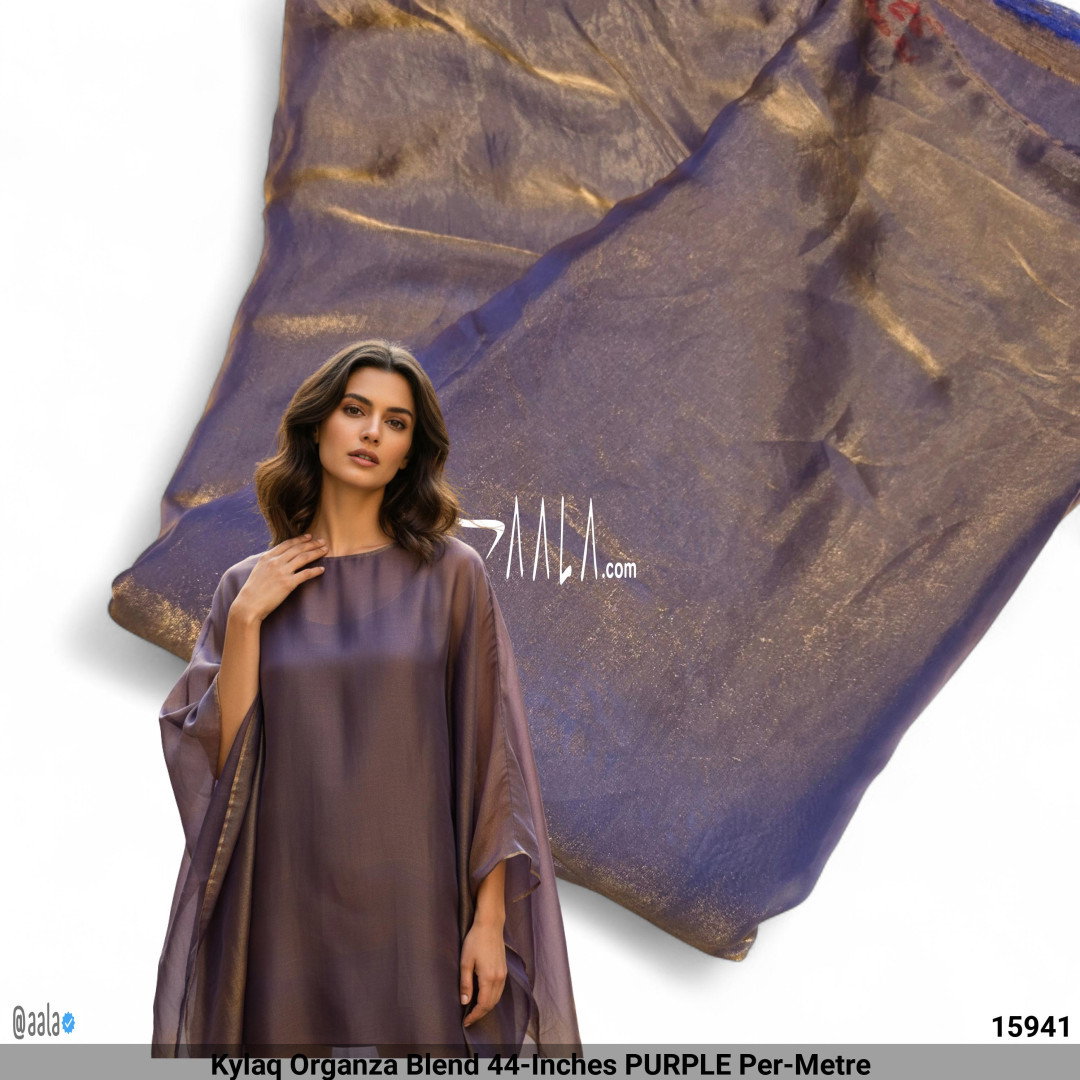 Kylaq Organza Blend 44-Inches PURPLE Per-Metre