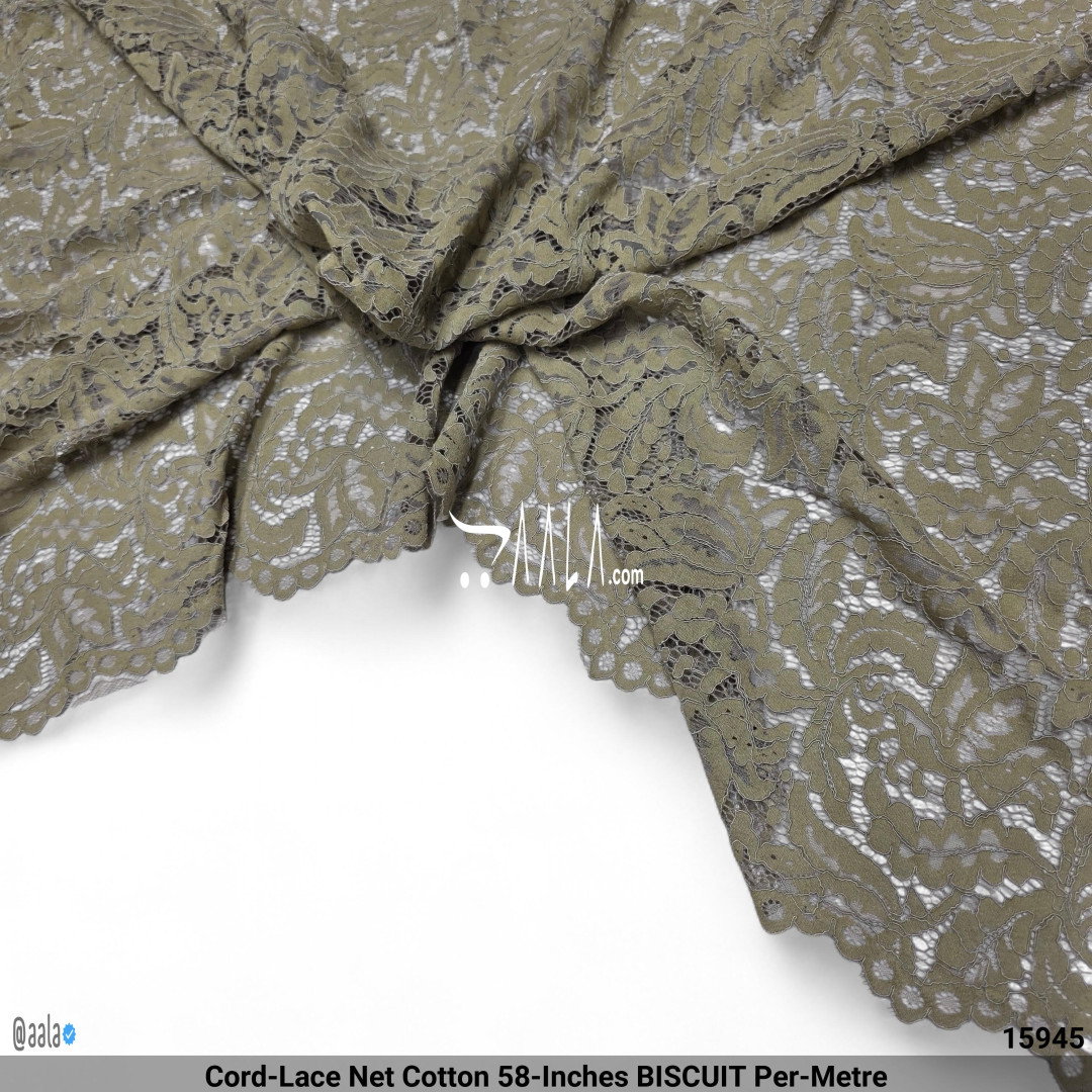 Cord-Lace Net Cotton 58-Inches BISCUIT Per-Metre
