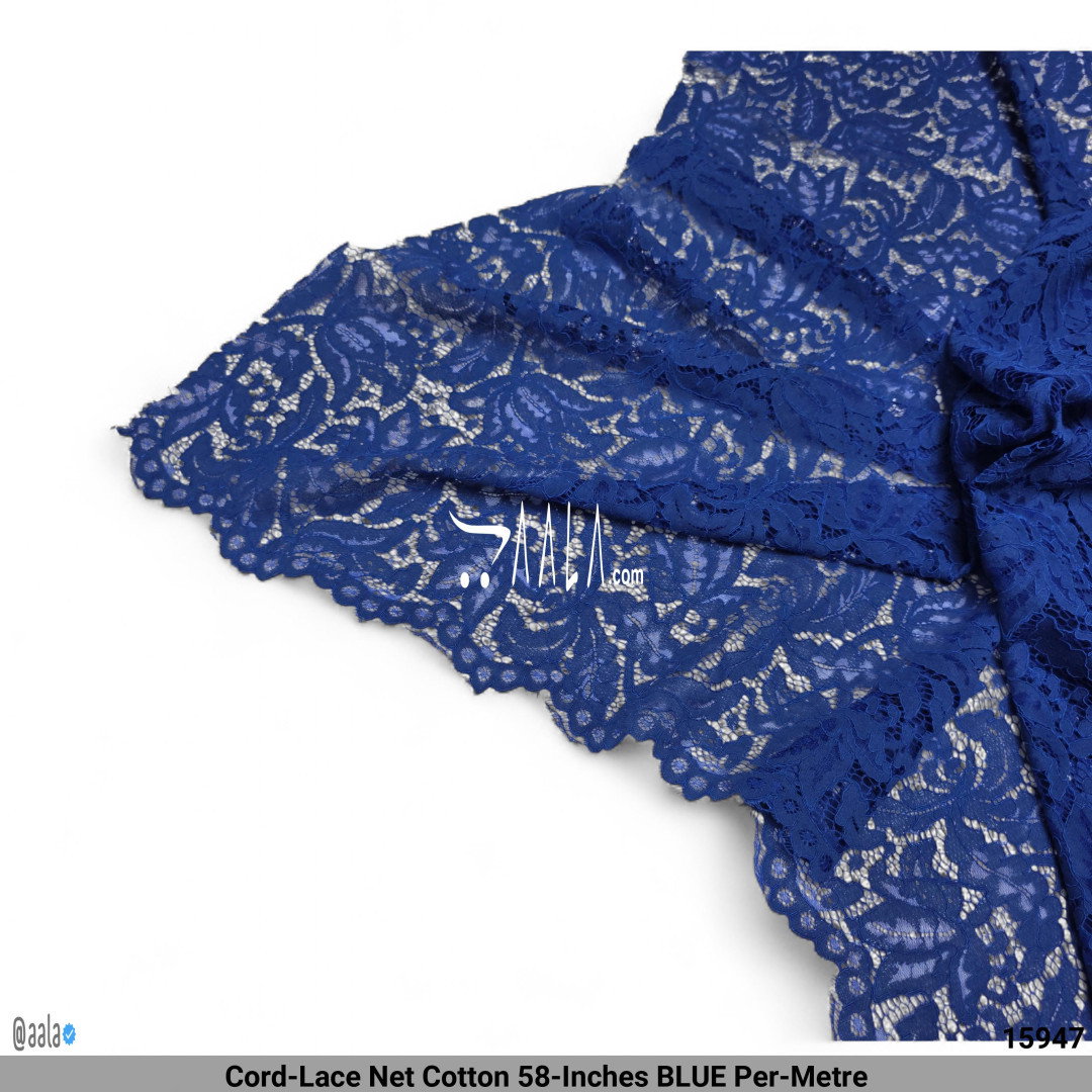 Cord-Lace Net Cotton 58-Inches BLUE Per-Metre