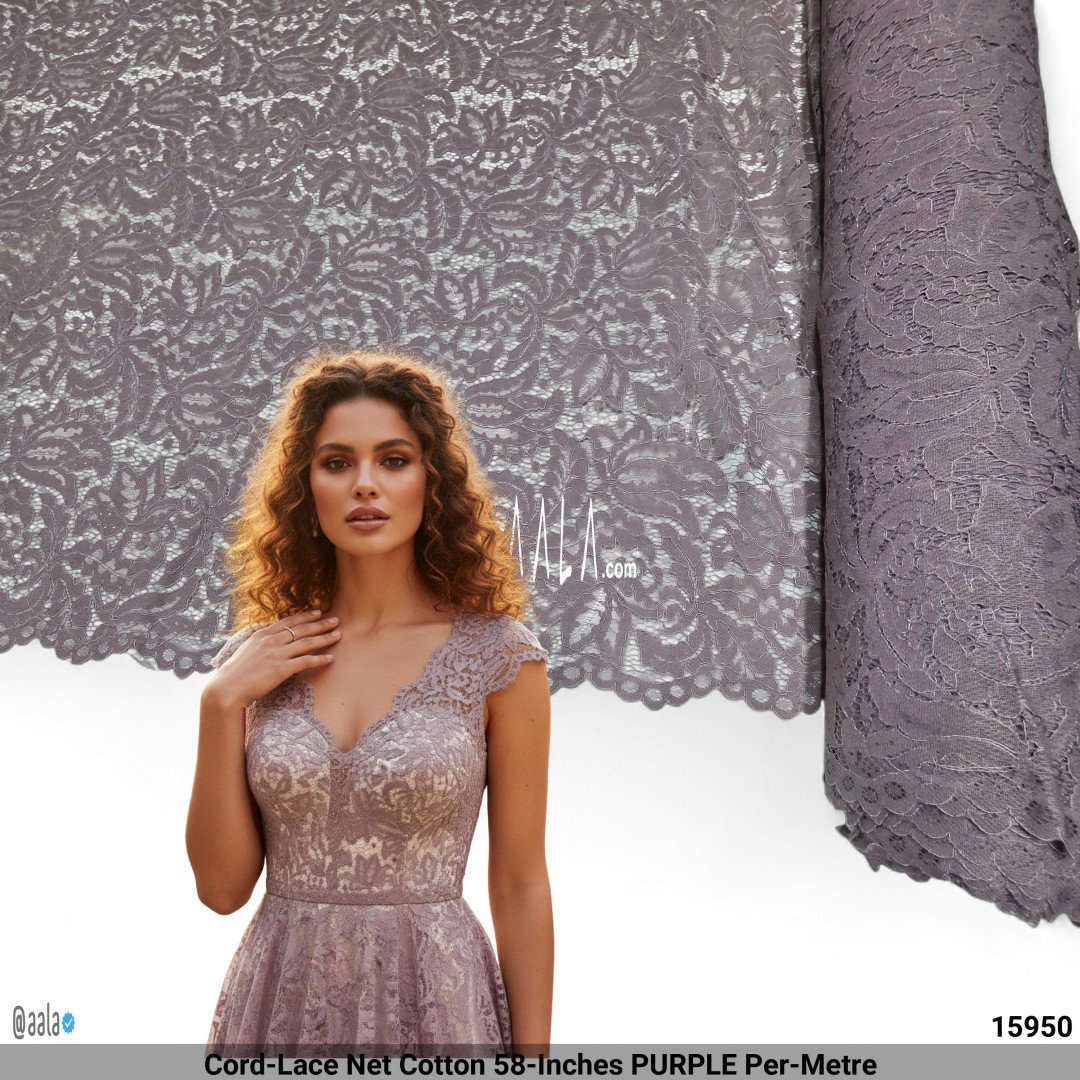 Cord-Lace Net Cotton 58-Inches PURPLE Per-Metre