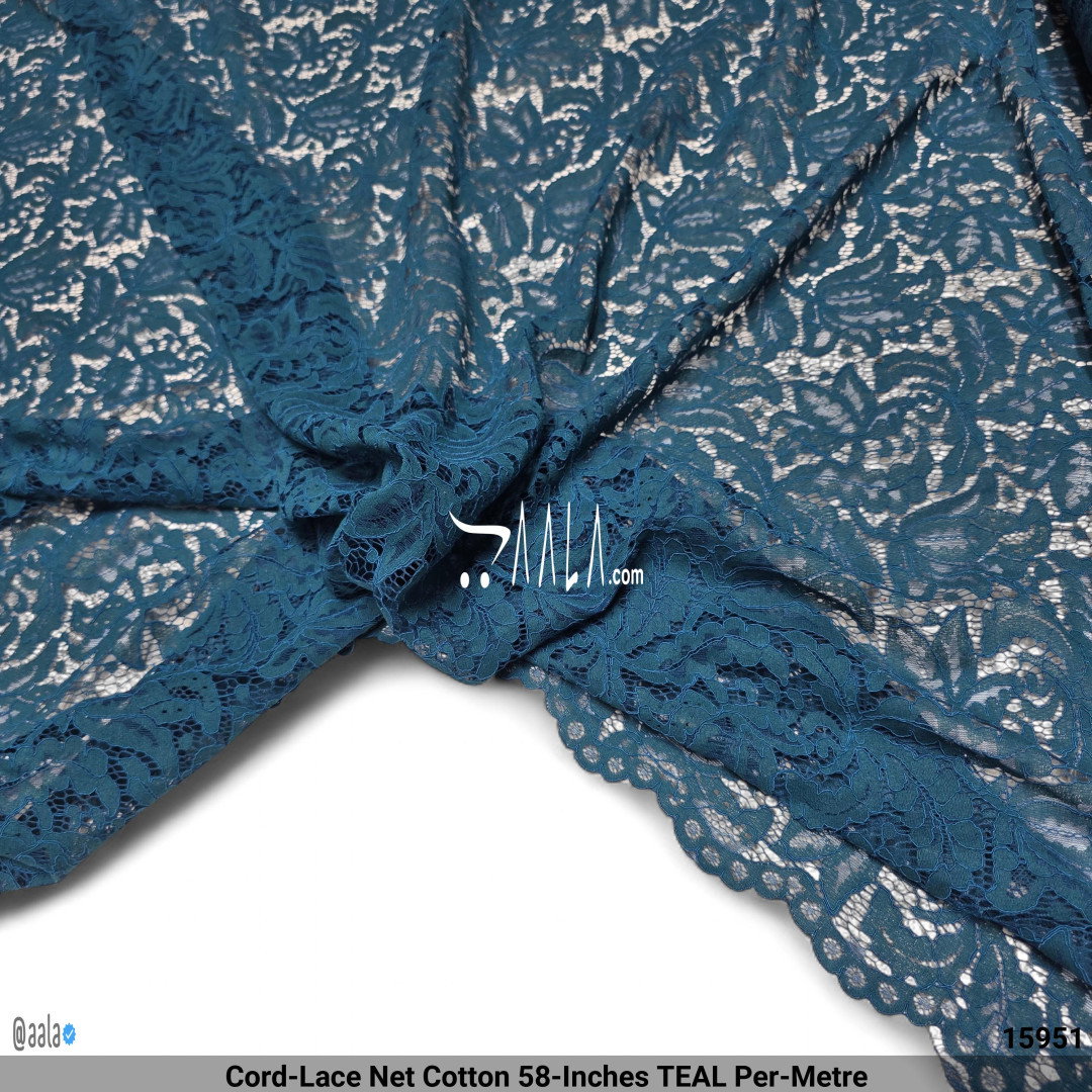 Cord-Lace Net Cotton 58-Inches TEAL Per-Metre