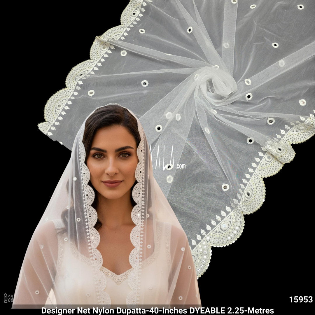 Designer Net Nylon Dupatta-40-Inches DYEABLE 2.25-Metres