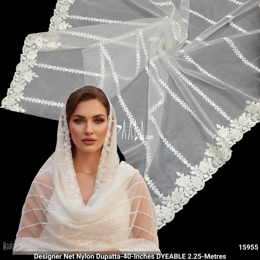 Designer Net Nylon Dupatta-40-Inches DYEABLE 2.25-Metres