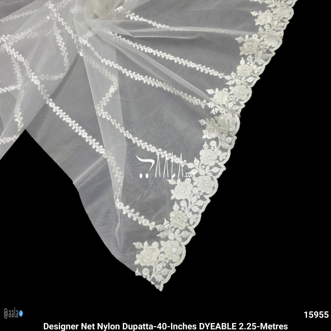 Designer Net Nylon Dupatta-40-Inches DYEABLE 2.25-Metres