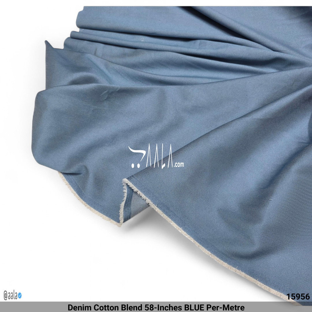 Denim Cotton Blend 58-Inches BLUE Per-Metre