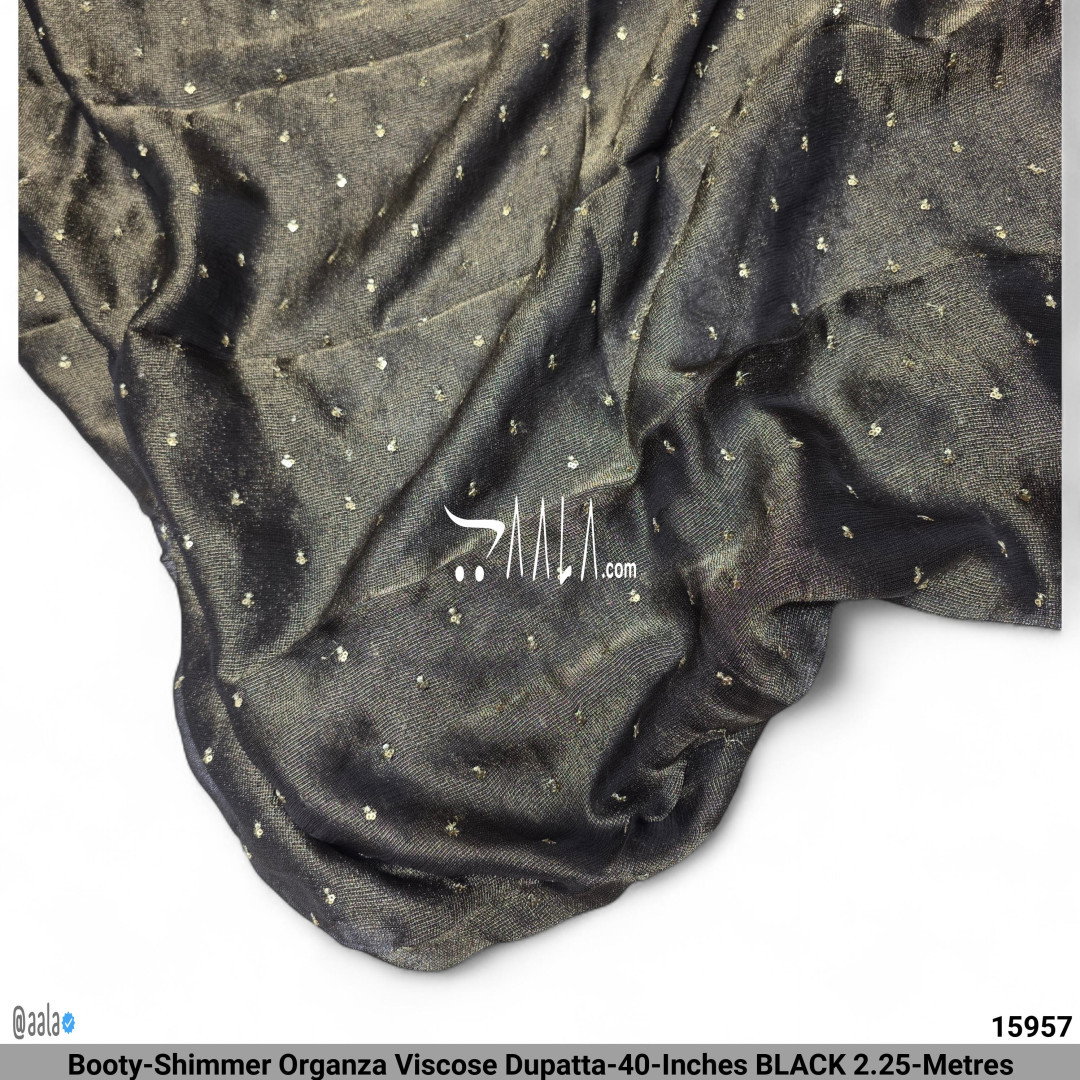 Booty-Shimmer Organza Viscose Dupatta-40-Inches BLACK 2.25-Metres