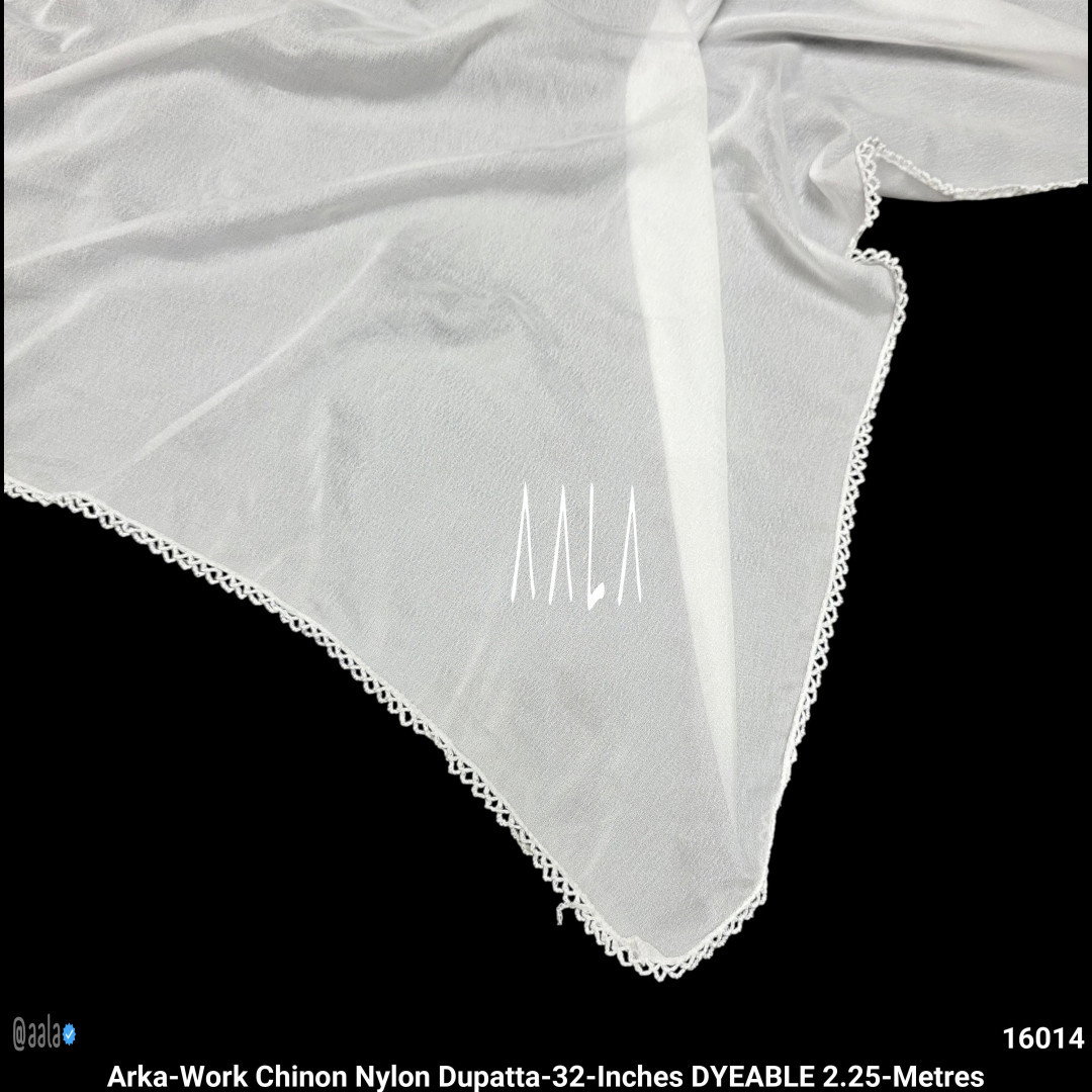 Arka-Work Chinon Nylon Dupatta-32-Inches DYEABLE 2.25-Metres