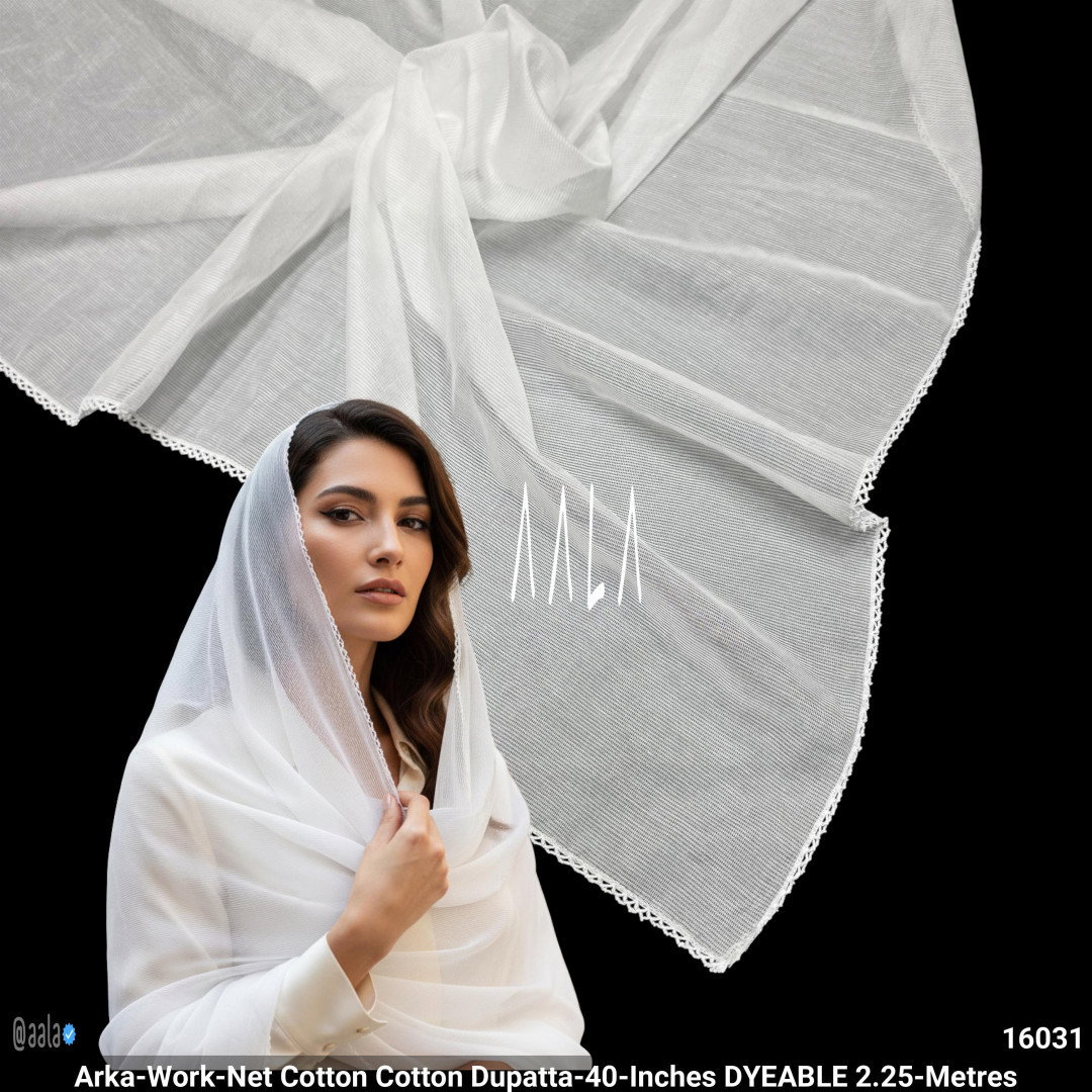 Arka-Work-Net Cotton Cotton Dupatta-40-Inches DYEABLE 2.25-Metres