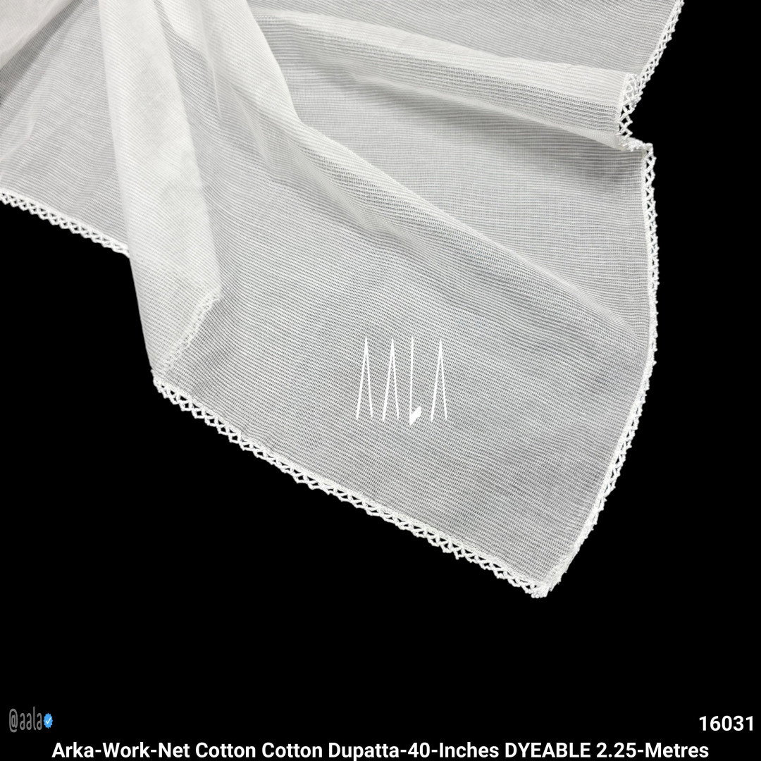 Arka-Work-Net Cotton Cotton Dupatta-40-Inches DYEABLE 2.25-Metres