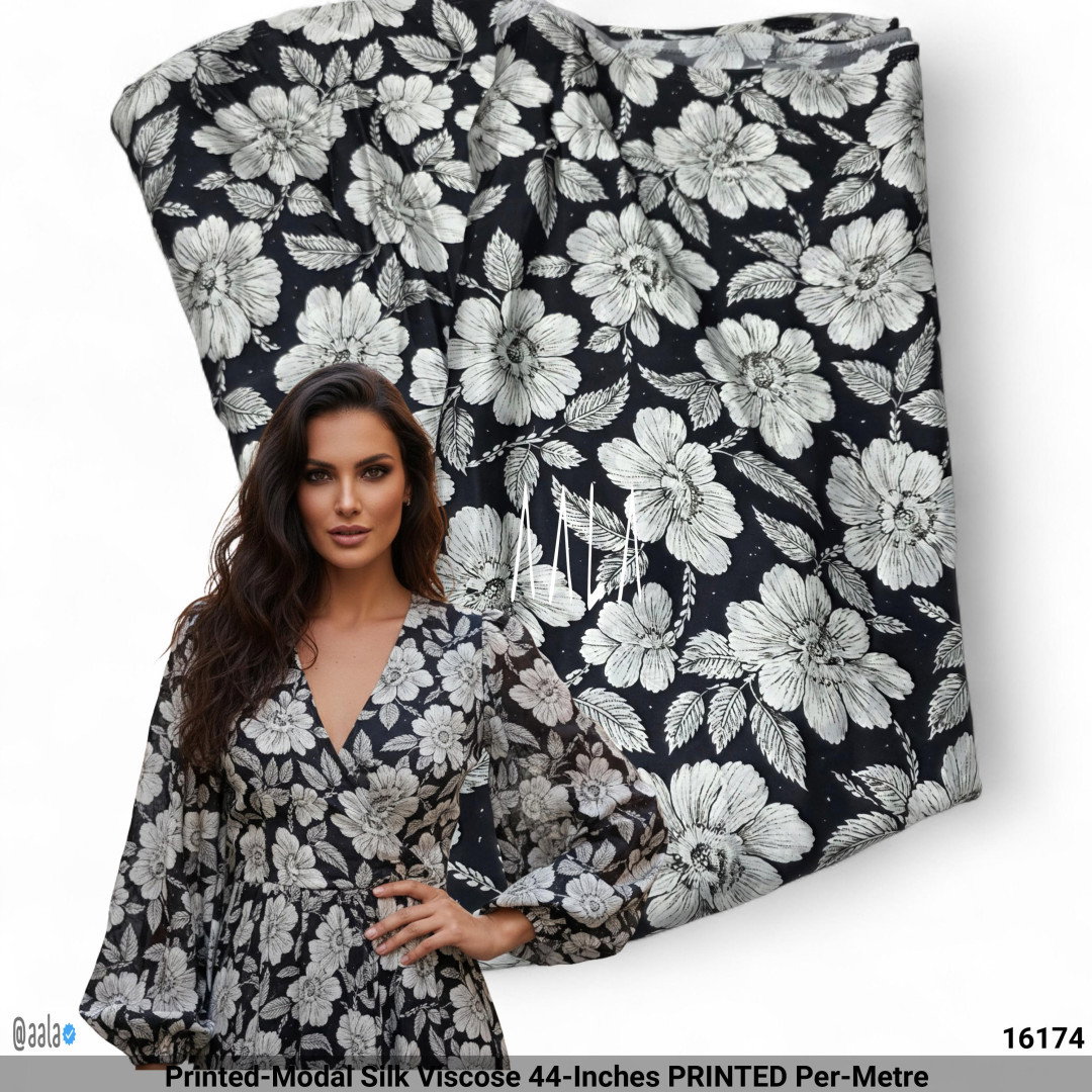 Printed-Modal Silk Viscose 44-Inches PRINTED Per-Metre