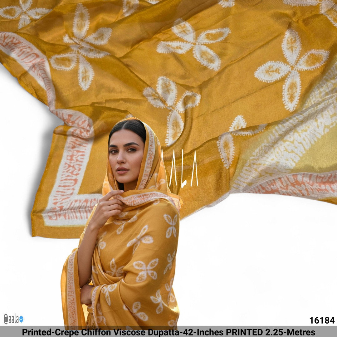 Printed-Crepe Chiffon Viscose Dupatta-42-Inches PRINTED 2.25-Metres