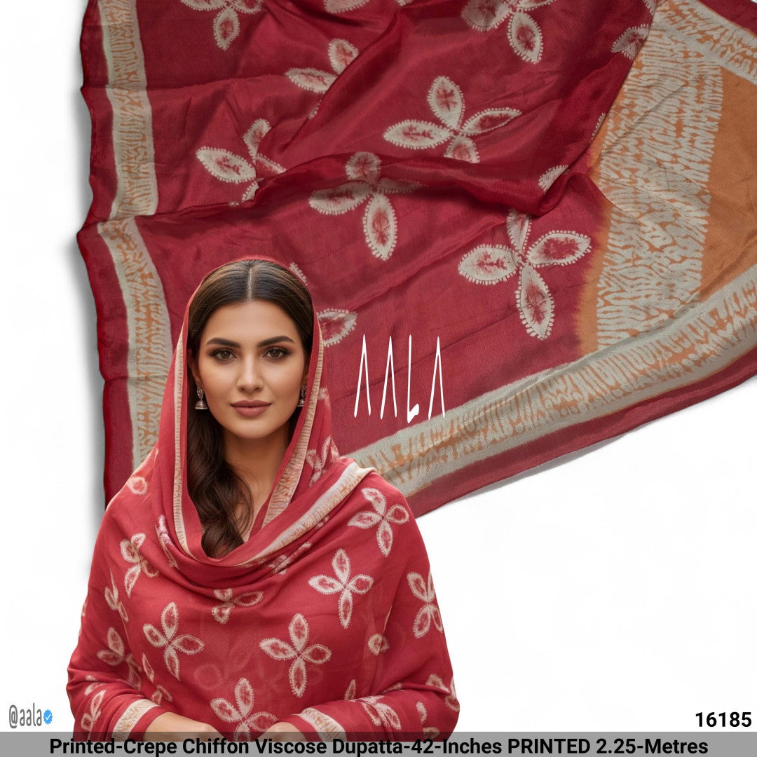 Printed-Crepe Chiffon Viscose Dupatta-42-Inches PRINTED 2.25-Metres