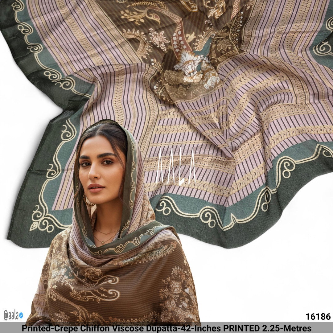 Printed-Crepe Chiffon Viscose Dupatta-42-Inches PRINTED 2.25-Metres
