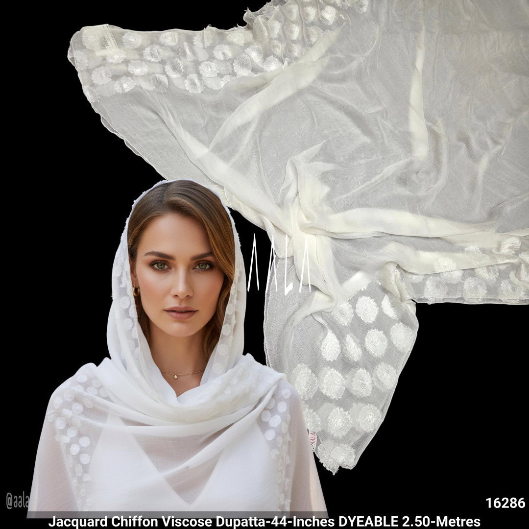 Jacquard Chiffon Viscose Dupatta-44-Inches DYEABLE 2.50-Metres