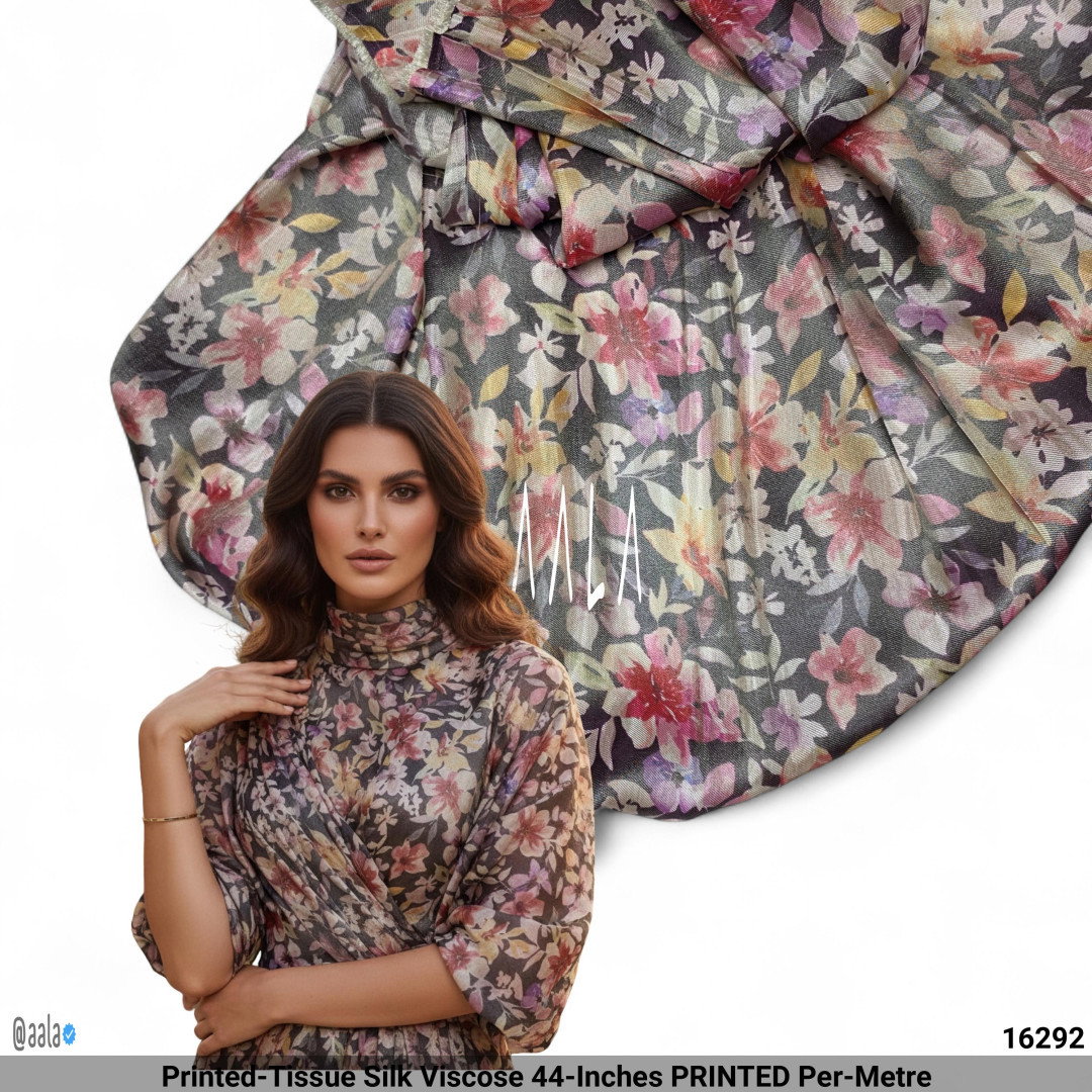 Printed-Tissue Silk Viscose 44-Inches PRINTED Per-Metre