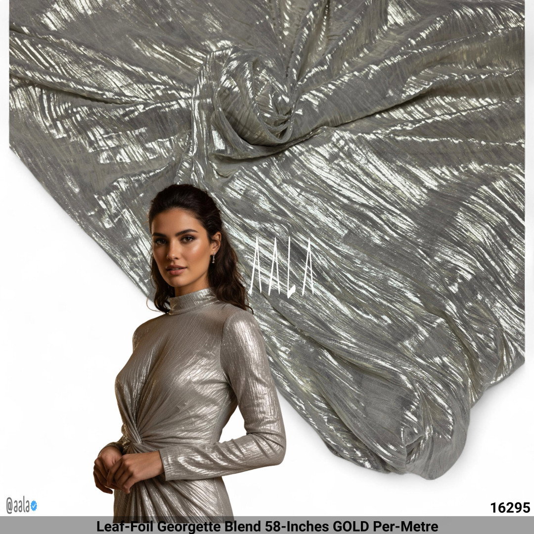 Leaf-Foil Georgette Blend 58-Inches GOLD Per-Metre
