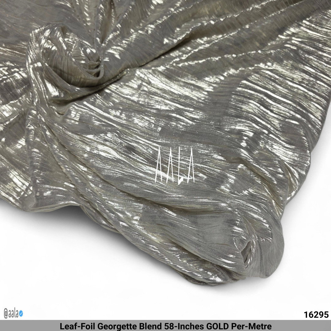 Leaf-Foil Georgette Blend 58-Inches GOLD Per-Metre