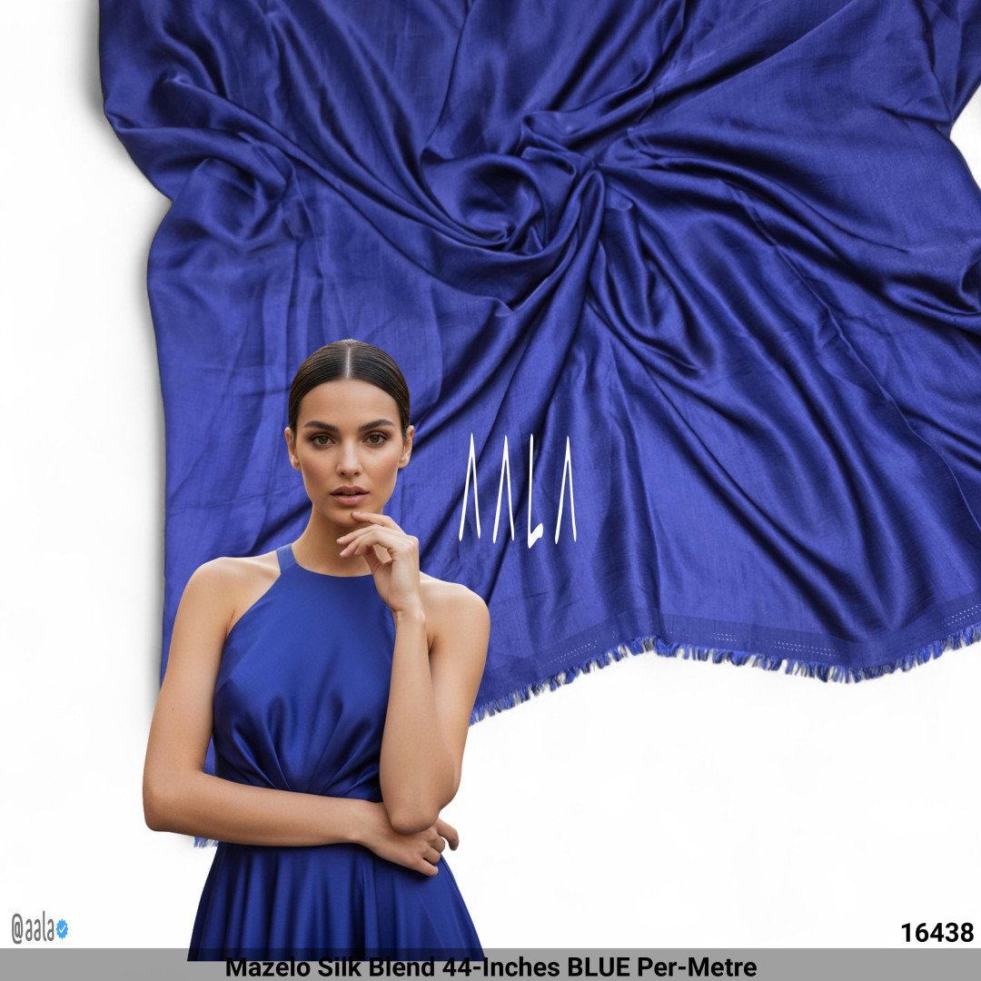 Mazelo Silk Blend 44-Inches BLUE Per-Metre