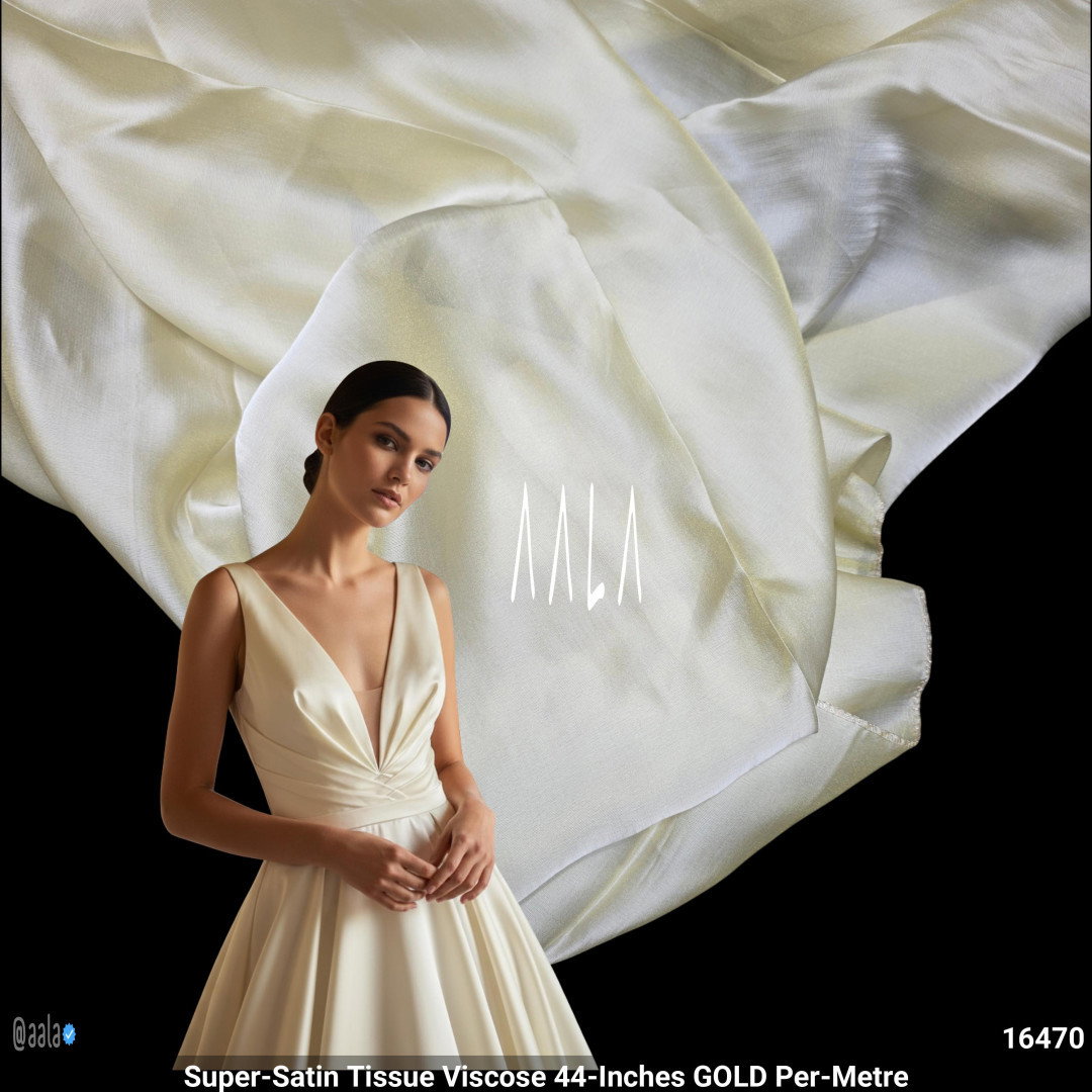 Super-Satin Tissue Viscose 44-Inches GOLD Per-Metre