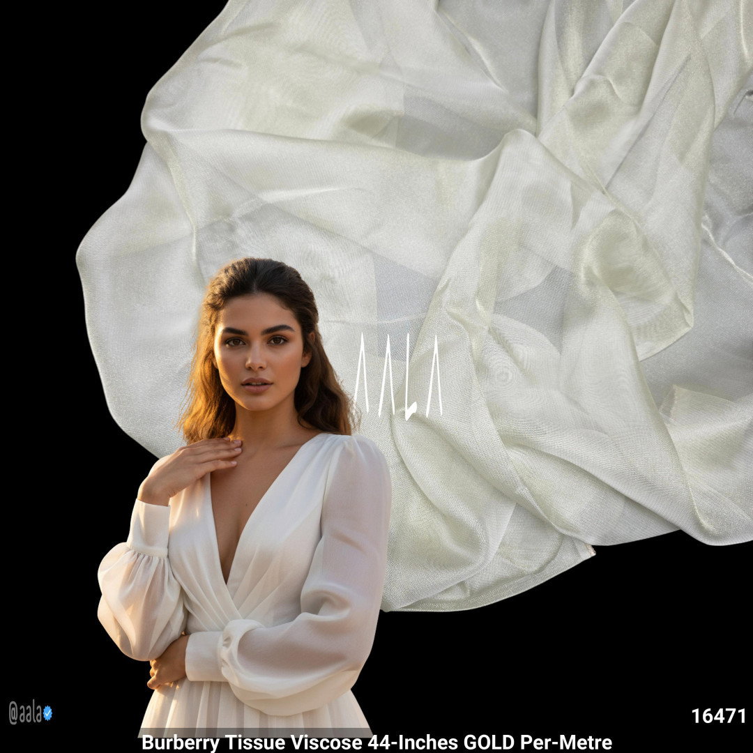 Burberry Tissue Viscose 44-Inches GOLD Per-Metre