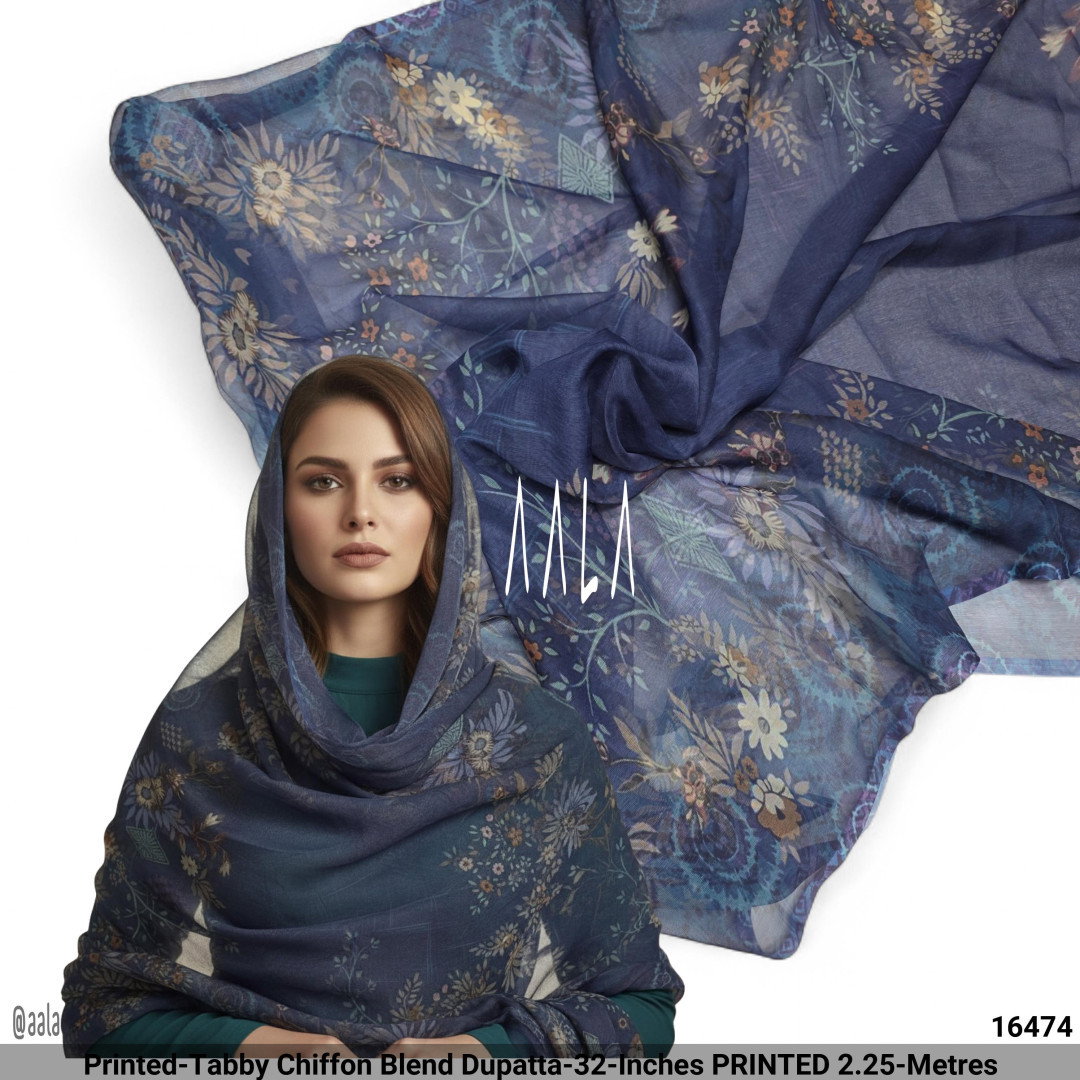 Printed-Tabby Chiffon Blend Dupatta-32-Inches PRINTED 2.25-Metres