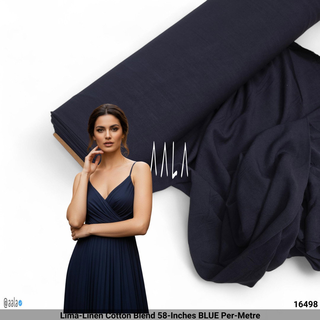 Lima-Linen Cotton Blend 58-Inches BLUE Per-Metre