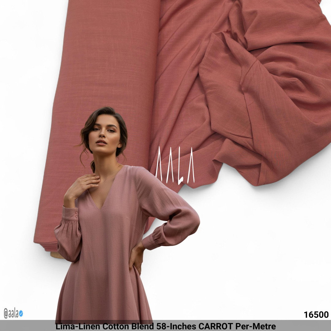 Lima-Linen Cotton Blend 58-Inches CARROT Per-Metre