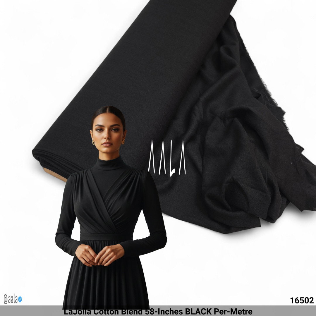 LaJolla Cotton Blend 58-Inches BLACK Per-Metre