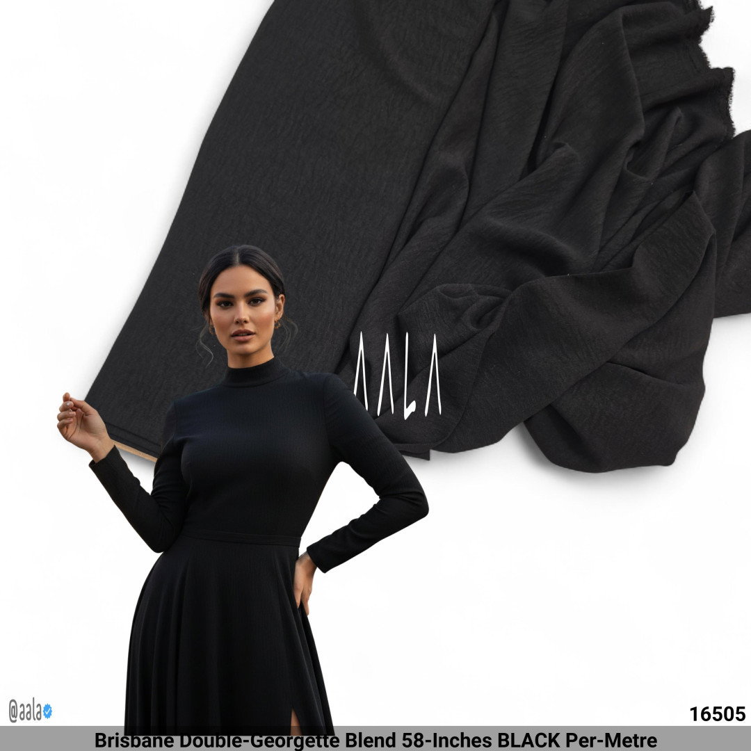 Brisbane Double-Georgette Blend 58-Inches BLACK Per-Metre