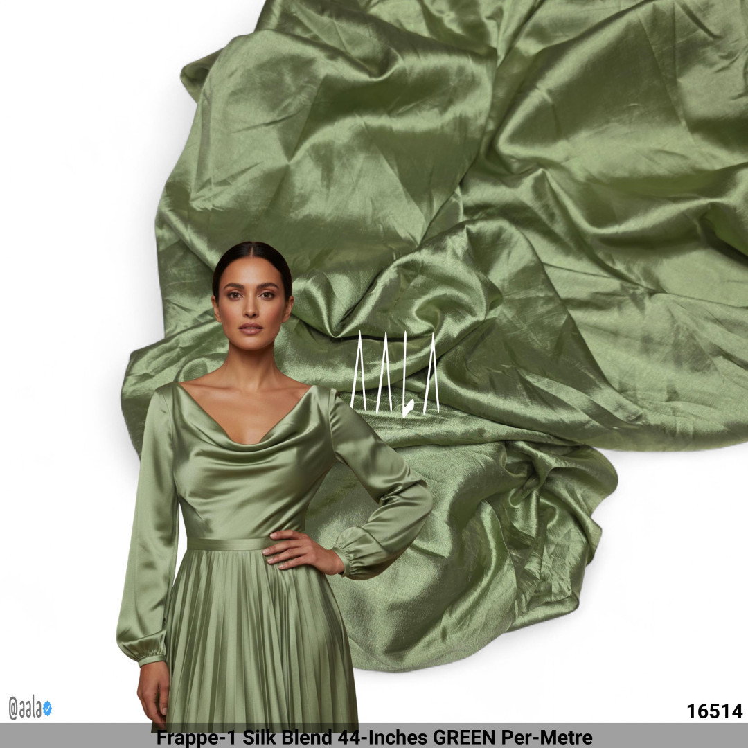 Frappe-1 Silk Blend 44-Inches GREEN Per-Metre