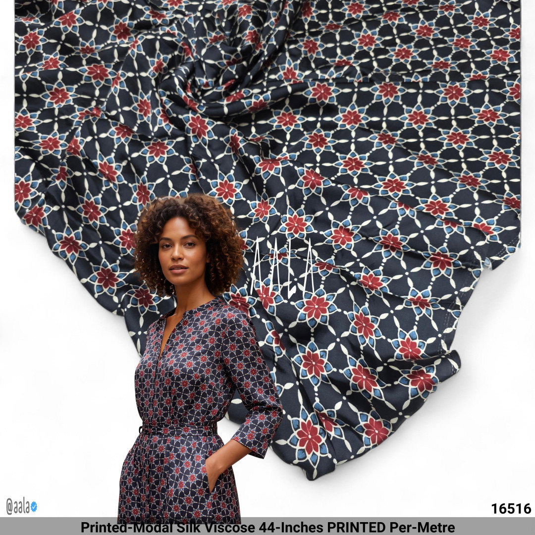 Printed-Modal Silk Viscose 44-Inches PRINTED Per-Metre
