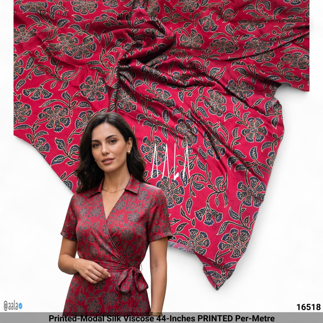 Printed-Modal Silk Viscose 44-Inches PRINTED Per-Metre