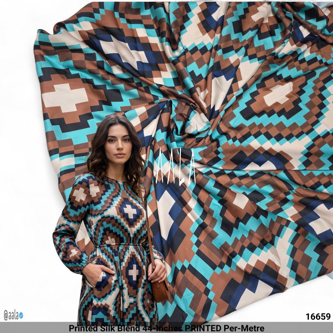 Printed Silk Blend 44-Inches PRINTED Per-Metre