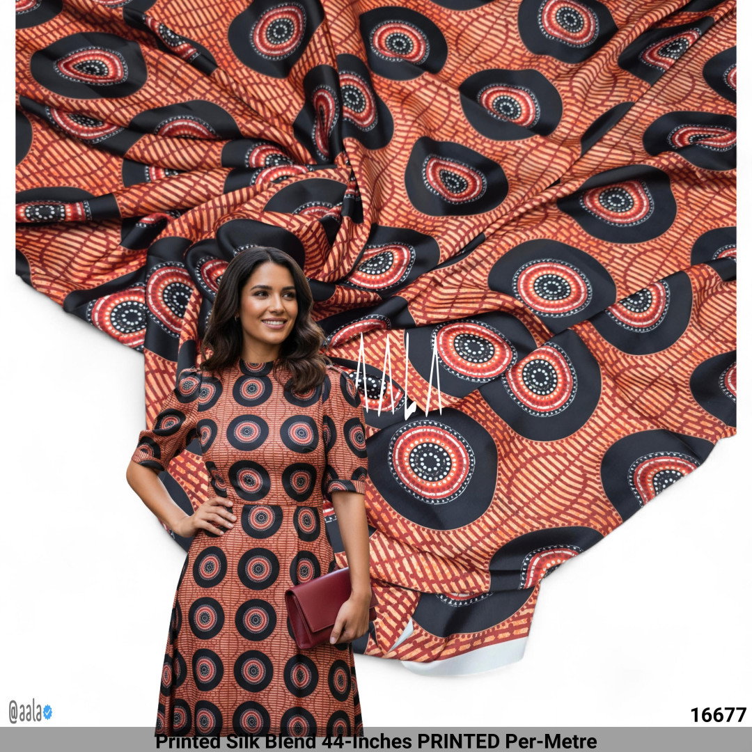 Printed Silk Blend 44-Inches PRINTED Per-Metre