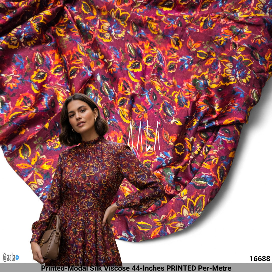 Printed-Modal Silk Viscose 44-Inches PRINTED Per-Metre