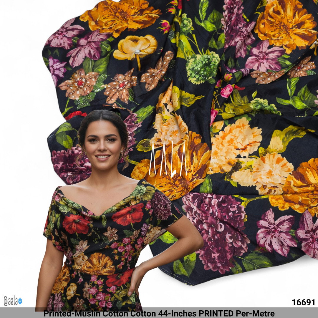 Printed-Muslin Cotton Cotton 44-Inches PRINTED Per-Metre