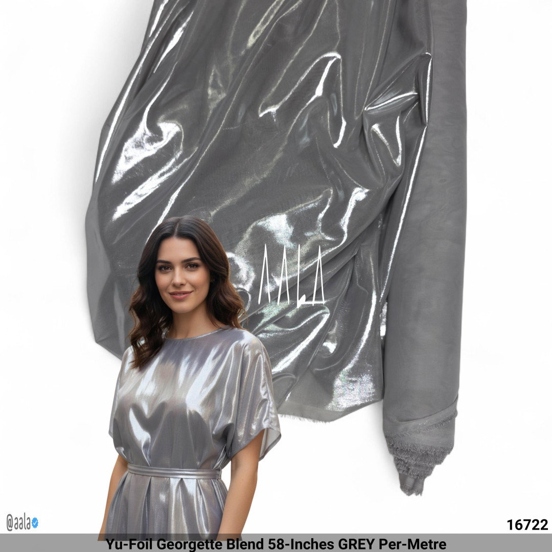 Yu-Foil Georgette Blend 58-Inches GREY Per-Metre