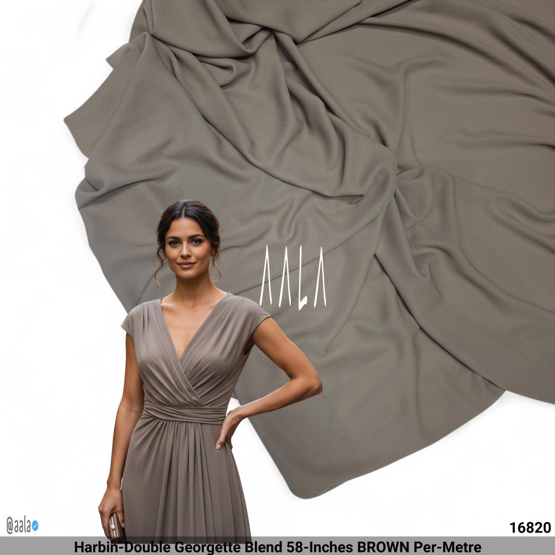 Harbin-Double Georgette Blend 58-Inches BROWN Per-Metre