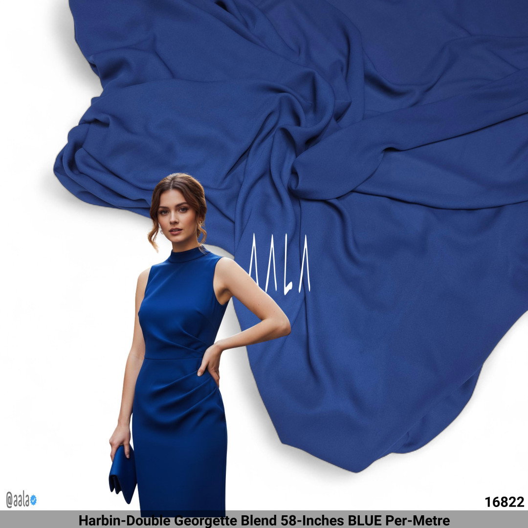 Harbin-Double Georgette Blend 58-Inches BLUE Per-Metre
