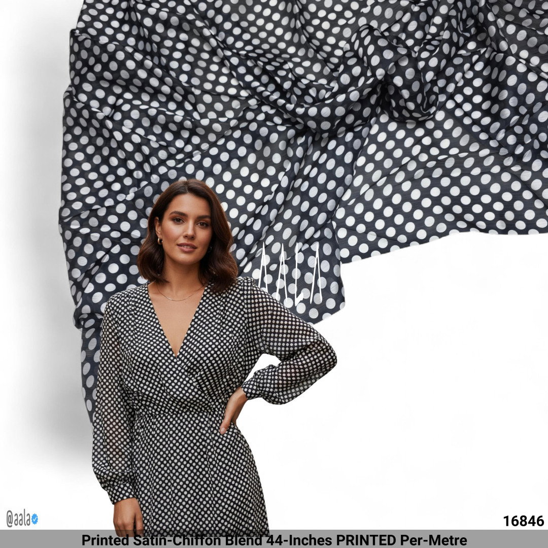 Printed Satin-Chiffon Blend 44-Inches PRINTED Per-Metre