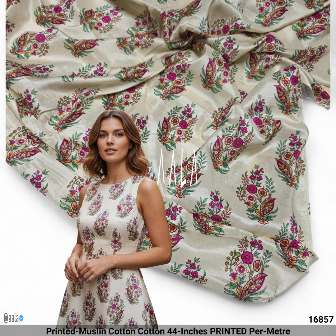 Printed-Muslin Cotton Cotton 44-Inches PRINTED Per-Metre