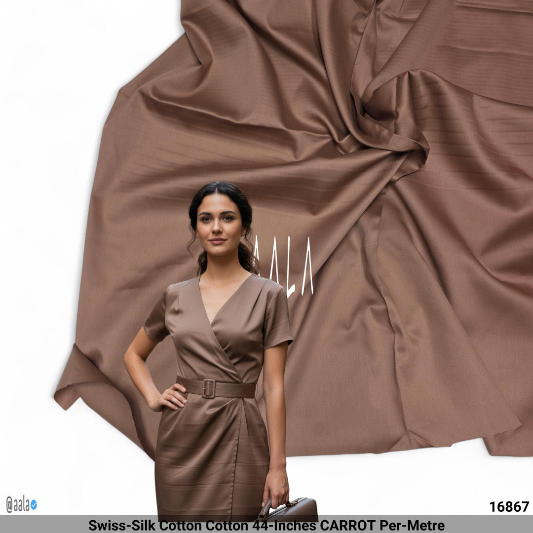 Swiss-Silk Cotton Cotton 44-Inches CARROT Per-Metre
