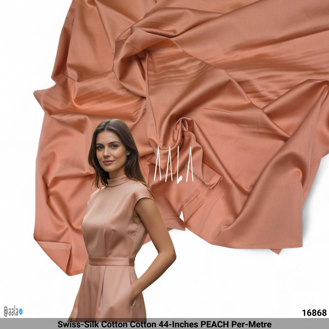 Swiss-Silk Cotton Cotton 44-Inches PEACH Per-Metre