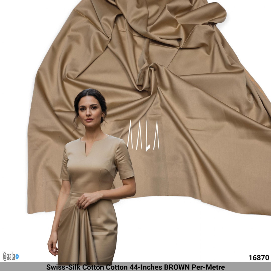 Swiss-Silk Cotton Cotton 44-Inches BROWN Per-Metre