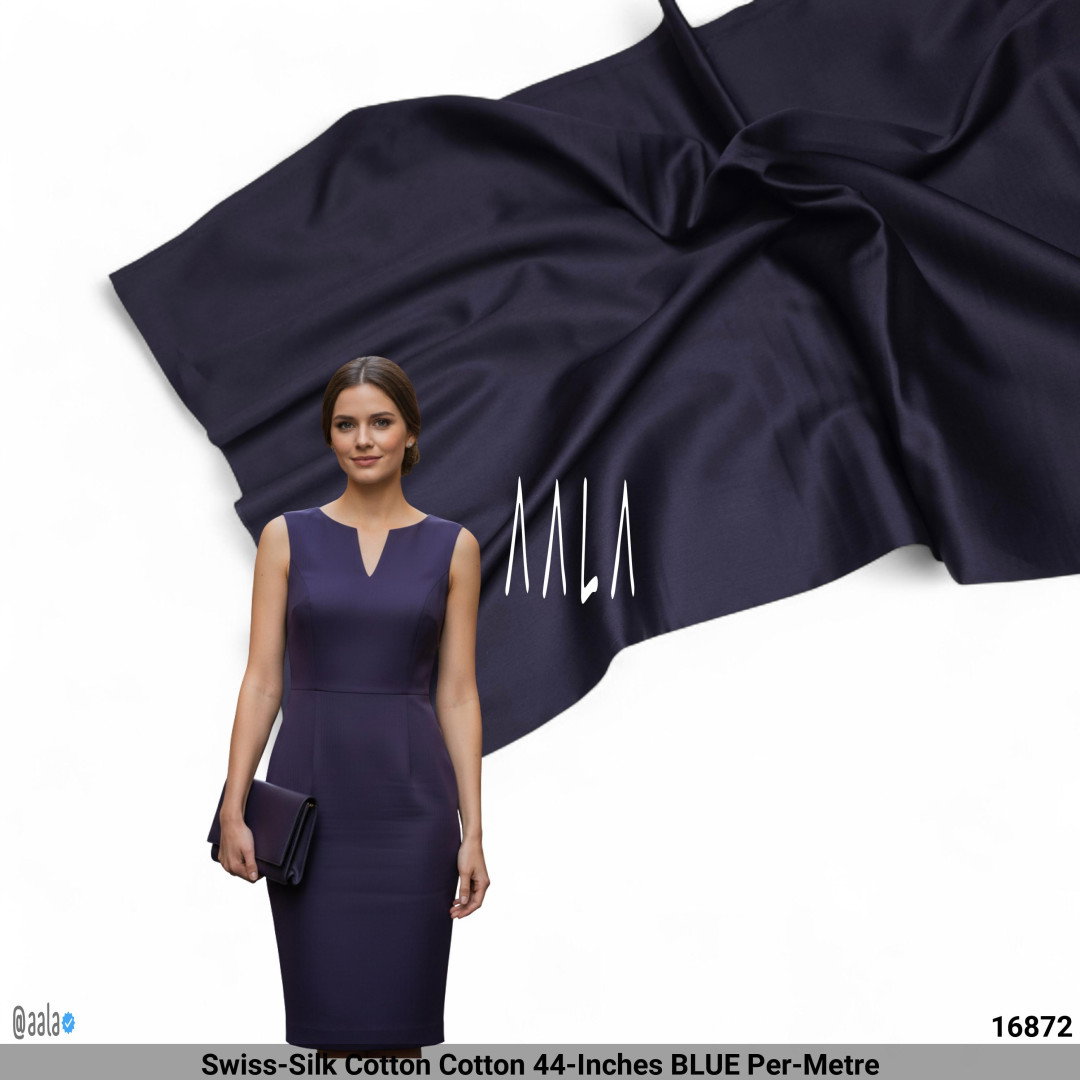 Swiss-Silk Cotton Cotton 44-Inches BLUE Per-Metre